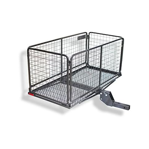 CARPOD Cargo Carrier Hitch Basket, 14 cu ft, Durable/Reliable, 4" Raised Shank, One-Piece Welded Galvanized Frames, Folds Flat, and Up to The Back of The Vehicle Cover