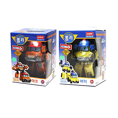 Robocar Poli 2set - MARK & BUCKY Transformer Robot Toy - Rocket Delivery (dentro de 7 días)