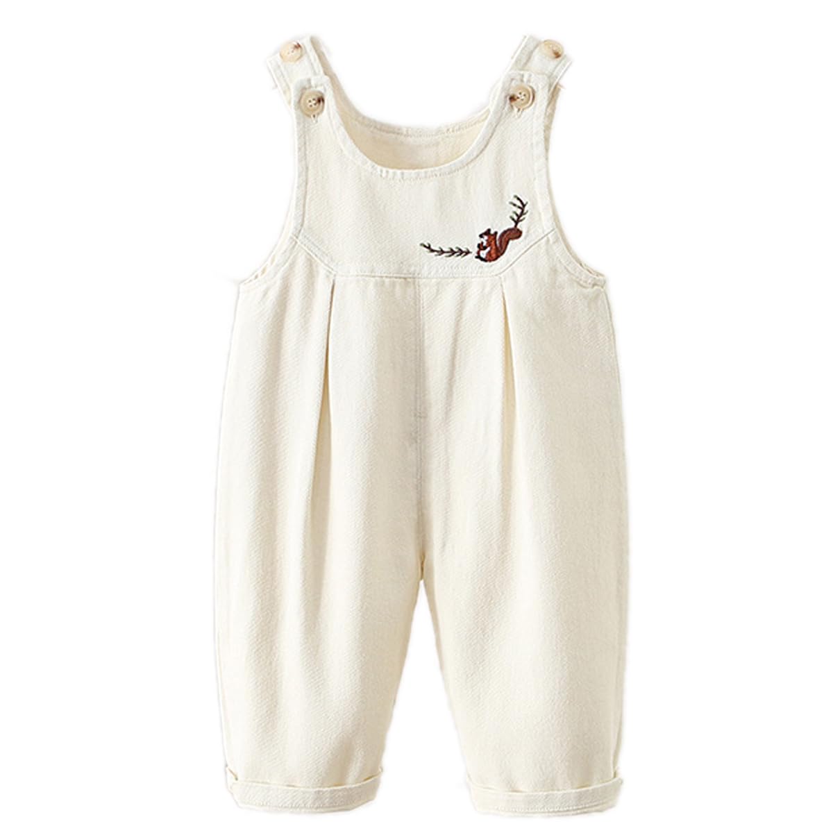 Baby Girls Denim Dungarees Romper Jumpsuit Taglia 74/80/86/, Baby Boys Morbido Cotone Elasticizzato Jeans Tuta Baby Denim Salopette con Ricamo Scoiattolo Taglia 92/98/104