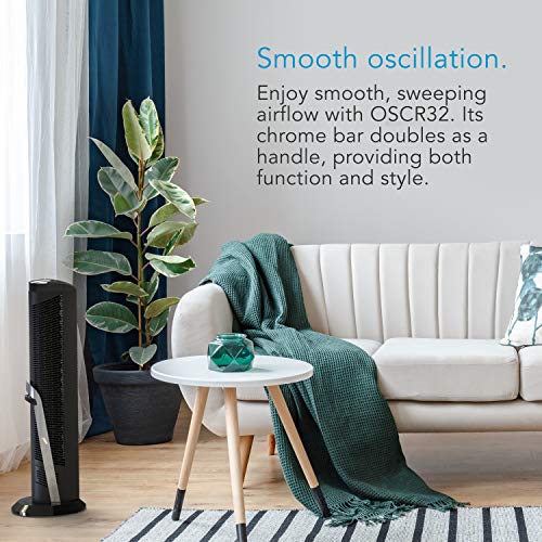 Vornado Oscr32 32" Oscillating Air Circulator Tower Fan With Remote Control, Timer, Standalone, Black #TOP3