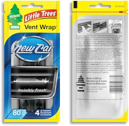 LITTLE TREES Car Air Freshener. Vent Wrap Provides Long-Lasting Scent, Slip on Vent Blade. New Car Scent, 16 Air Fresheners