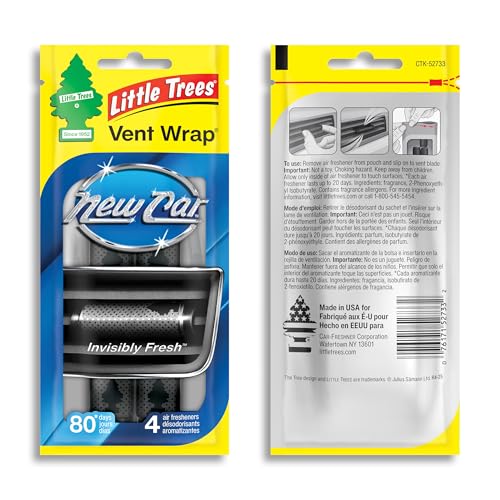 Image of LITTLE TREES Car Air Freshener | Vent Wrap Provides Long Lasting Scent, Invisibly Fresh | New Car Scent, 16 Air Fresheners