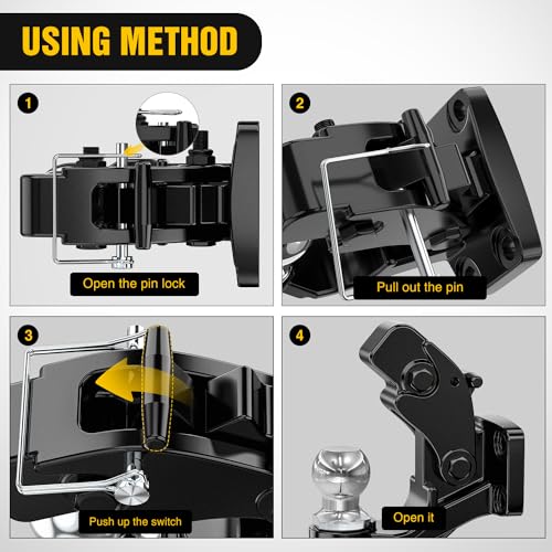 Image of Nilight Pintle Hook Trailer Hitches Receiver Hook Combination 2 inch Hitch Ball with Mounting Kit, 12000LBS Black Bolt On Adjustable Powder-Coated