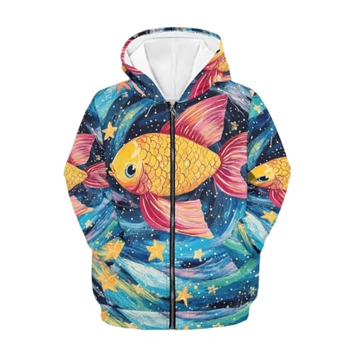 Sweat à capuche zippé enfants avec poche kangourou et doublure douce imprimé animal