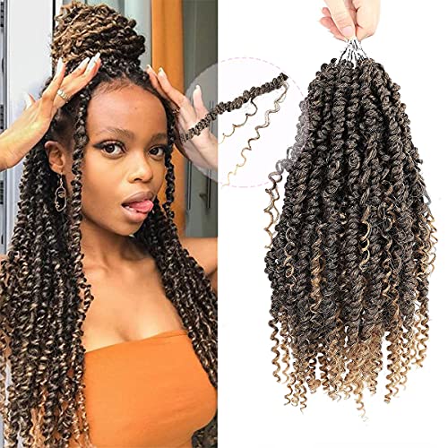 Croliya Passion Twist Hair 14 Inch 4 Packs New Passion Twist Crochet Hair Pretwisted, Natural Curly Passion Twist Crochet Hair for Women Synthetic Hair Extensions (4 Packs,14 Inch,T27#)
