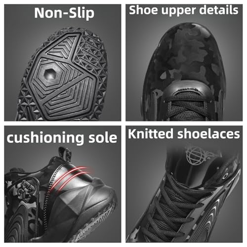 Mens Breathable Mesh High Top Basketball Shoes Fashion Running Tennis Sneakers High Rebound Non-Slip Sport Shoes2