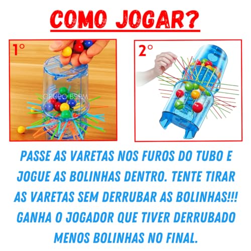 Kit Jogos de Tabuleiro infantil Educativos Pedagogicos Brinquedo Tira Vareta Tubo Pega Varetas + Jog