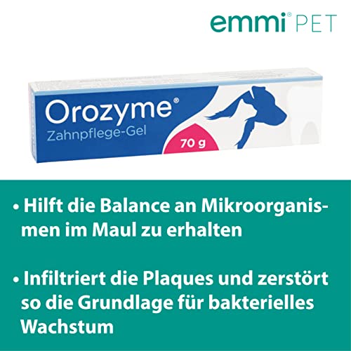 emmi-pet 1x Orozyme Zahnpflege-Gel für Hunde & Katzen mit Selbstreinigungsfunktion I Zahnpasta für effektive Maulhygiene I Hundezahnpasta gegen Zahnstein, Mundgeruch & für die optimale Balance