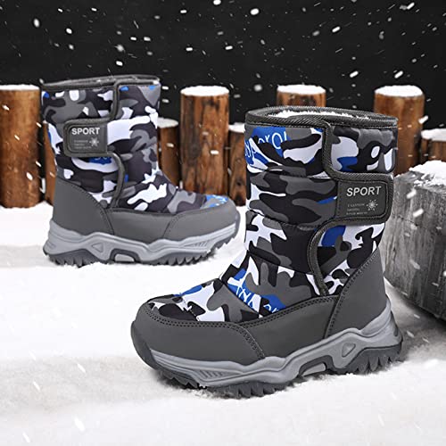 Boys' ?aterproof Winter Snow Boots with Insulation for Cold Weather Girls Camouflage Outdoor Cotton Rain Boots4