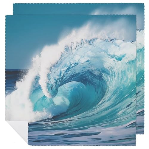 Servilletas de tela estampadas Ocean Wave, cuadradas miniatura 1