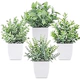 Der Rose 4 Pack Fake Plants Mini Artificial Greenery Potted Plants for Home Decor Indoor Office Table Room Farmhouse Bathroom Decor