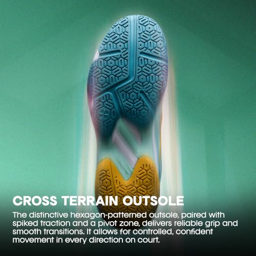 Image of HNDRD Hyperspeed Badminton Shoes (Non Marking) Indoor Sports | All-Day Comfort & Support | Cloud-Cushion Midsole | Active Grip Sole | Effortless Control (White /Crimson ; UK 7)