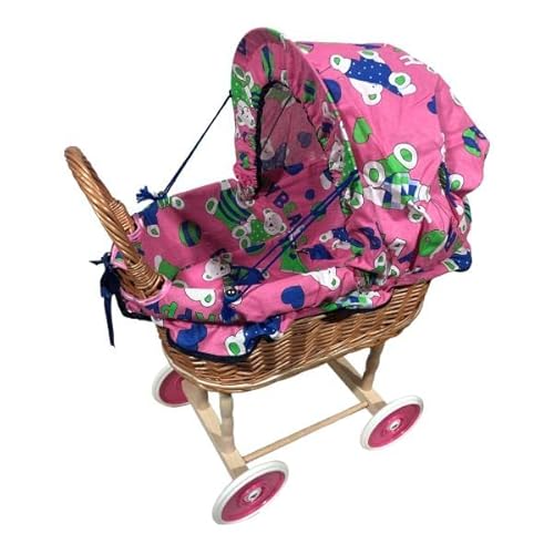 Rattan im Trend Puppenwagen aus Weide Holz Weidenwagen Kinderwagen Weidenpuppenwagen Handarbeit Cover
