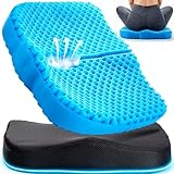 Anzeng Cojín de asiento de gel para sentarse durante mucho tiempo y aliviar el dolor de cadera (tamaño grande), cojines 3D refrescantes para silla de oficina, coche, silla de ruedas, funda