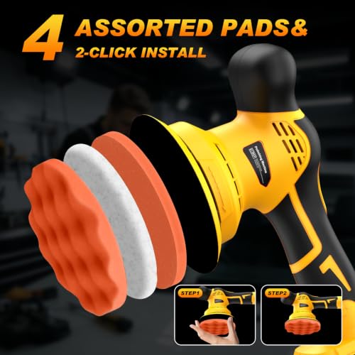 Image of Cordless Car Buffer Polisher kit Compatible with DEWALT 20V Battery(No Battery), 6 Inch 9 Speed Orbital Polisher, 1800-7200RPM, for Car Boat Waxing /Scratch