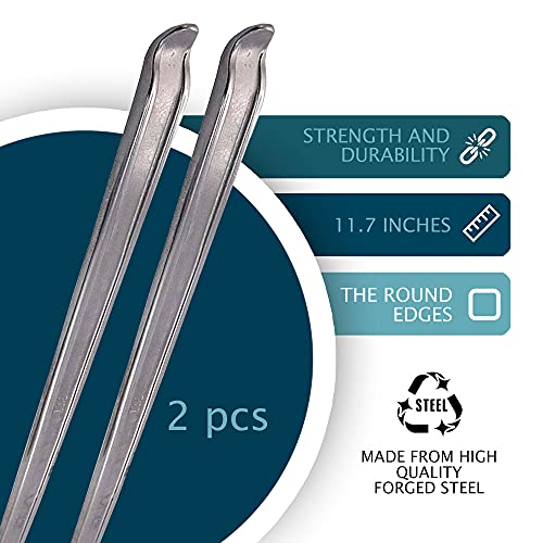 Tire Iron Spoons Changing Tire Lever Bar Set Repair Tool Kit Tyre Changer Remover Heavy Duty Metal Steel for Motorcycle Bike Scooter Bicycle Mower (2pc 11.7 INCH) - Image 3
