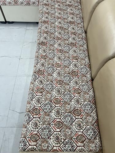 Image of JAPA Terracotta Paisley Grid Quilted Velvet L-Shape Seat-Only Sofa Cover for 4+3 Seater - Non-Slip Washable Daily Use Sofa Protector, Luxury Sofa Mat for Living Room