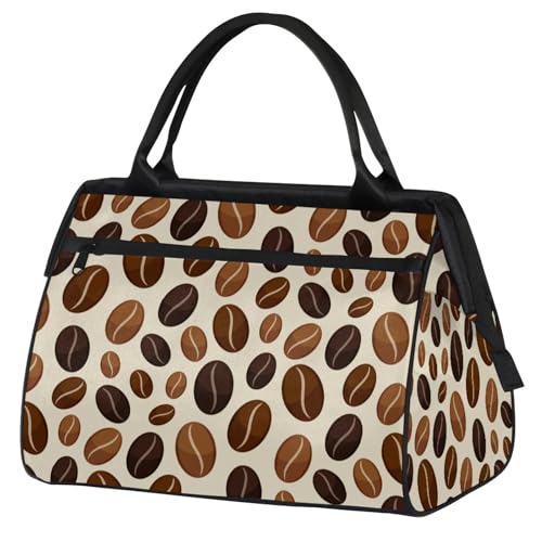 Overnight Weekender Bag for Women Men Coffee Beans Brown Waterproof Carry On Travel Duffel Bags with Zipper Lightweight Sports Gym Bag Luggage Workout Handle Bags for Traveling Yoga Camping
