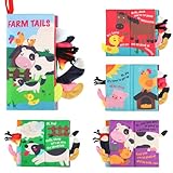 beiens Baby Books Toys, Touch and Feel Crinkle Cloth Books for Babies, Infants & Toddler, Early Development Interactive Car & Stroller Soft Toys for Boys & Girls (Farm Tails-1 Book)