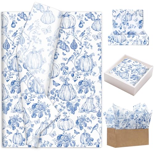 Papier de soie pour l'automne bleu 35x50 cm pour fête et maison 100 pièces