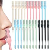 Lanties 24 Pcs 2-in-1 Nasal Hair Cutter Double Sided Nose Hair Trimmer Bulk for Women Men Portable 360° Rotating Manual Nose Nasal Knife Soft Cleaning Brush Box Package Multicolor