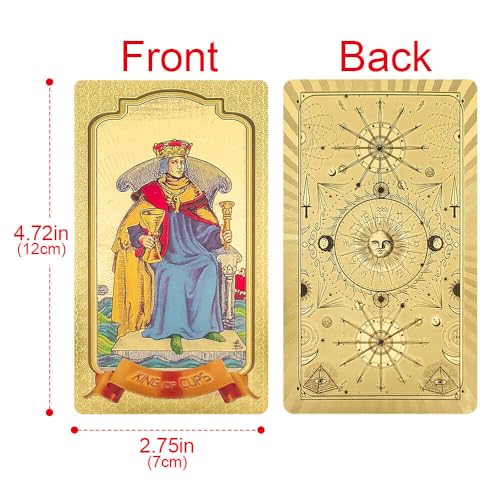 Image of Oracle 78 Gold foil Tarot Cards with Guide Book Tarot Deck for Beginners and Professional Player with Box Tarot PVC Durable Waterproof Wrinkle Resistant