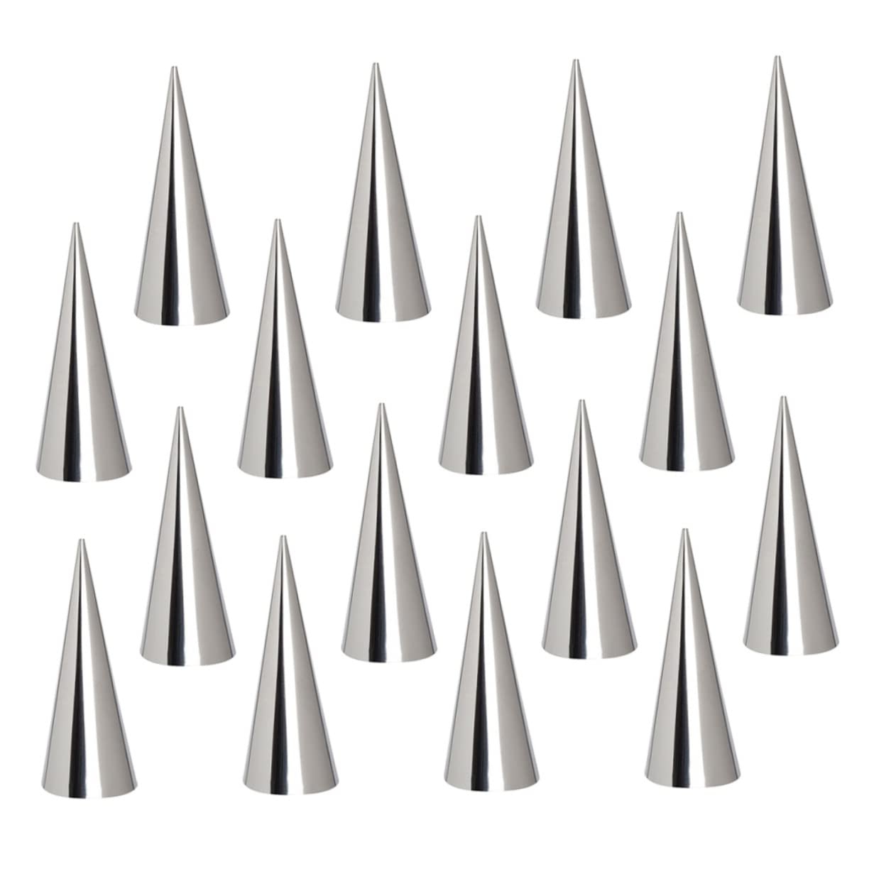 AUTSUPPL Reusable Stainless Steel Conical Tube Molds 16pcs Set for Baking Horn Pastry Cannoli Molds