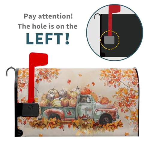 Image of Hello Fall Magnetic Mailbox Cover - Standard Size 18 inchx21 inch Thanksgiving Truck Pumpkins Autumn Harvest Mailbox Wraps - Post Letter Box Decorations for Outside Home Garden Yard
