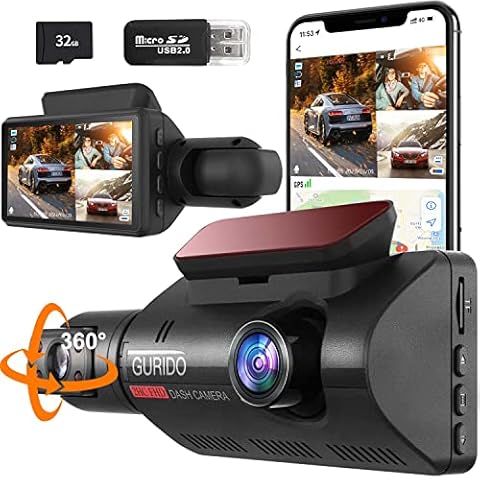 LUKYUS Dash Cam Front and Inside, Dual Channel Dash Cam, 360 Dash Cam with 32g SD Card, 1440p +1080p Dash Camera for Cars, Cabin, Dashcam with 3"" LCD IR Night Vision Cover