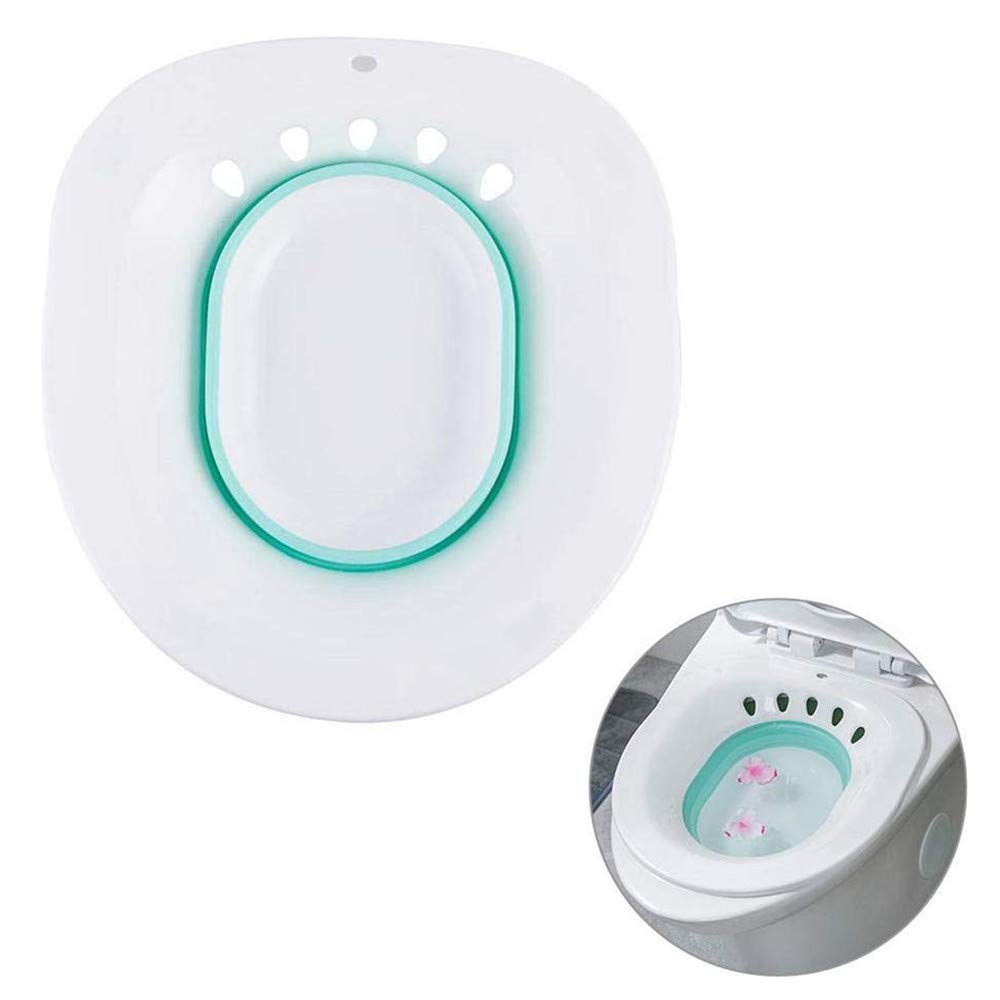 U-HOOME Collapsible Sitz Bath Hip Bath Tub Flusher Bath Basin, Fold Fumigation Medical Grade Bath for Pregnant Women Hemorrhoids Patients, Women,Green