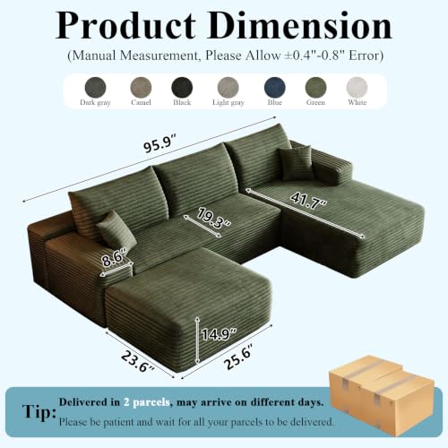 Image of Boneless Cloud Sectional Couch Modular Sofa with Ottoman for Living Room