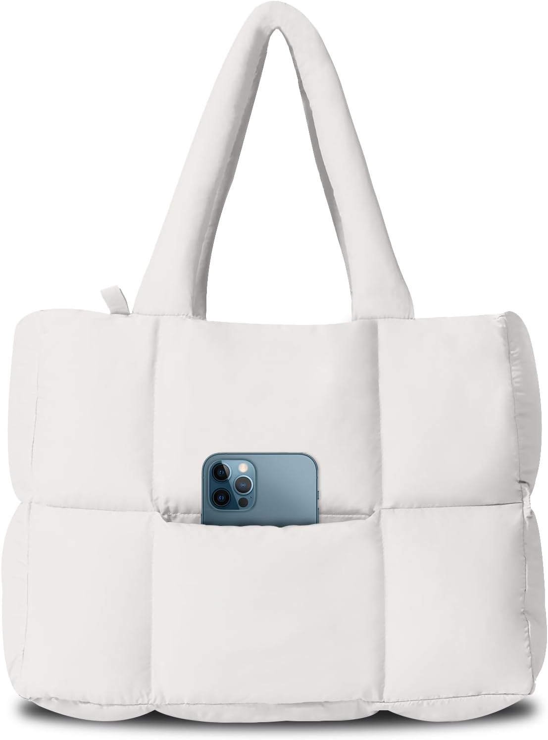 Puffer Tote Bag for Women, Lightweight Quilted Puffy Shoulder Handbag with Adjustable Shoulder Strap