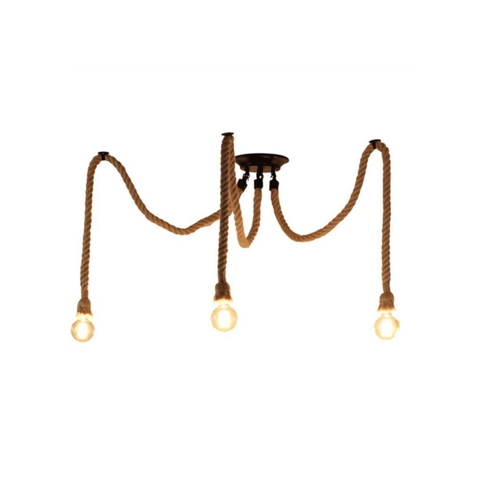 LYMSXAZOU Chandelier Vintage Hemp Rope Pendant Light Retro Industrial DIY Lamp Classic Ceiling for Home Bedroom Dining Living Room Loft Hall Farmhouse Restaurant Bar Cafe (Color :