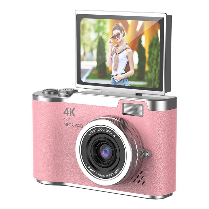 Digital Camera, 1080P Digital Camera with 2.4in Flip HD Display Screen, 18X Zoom Anti Shake Point and Shoot for Beginners (Pink)-image-46