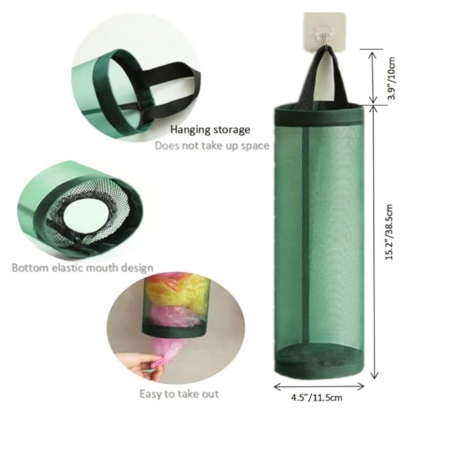 2Pcs Large capacity Plastic Bag Holder kitchen garbage bags shoe covers shopping bags storage bags (Green)