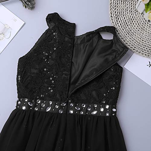 Haitryli Kids Girls Sleeveless Sequins Romper Dress Maxi Skirted Flower Girls Wedding Pageant Dance Gown Black 10 #TOP6