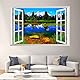 Lichi Art Decal Wall Sticker, Peel and Stick 3D Window Realistic Photo Poster, Self Mural, Children Bedroom Bathroom Removable Wallpaper Decor, Snow Mountain Forest Tree River View