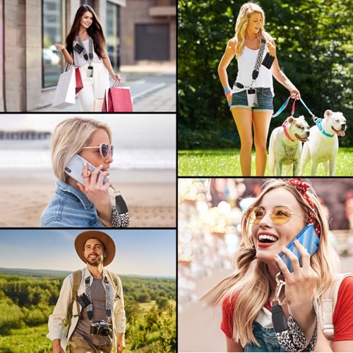 Image of XANGNIER Clip and Go Strap for Phone with Wallet Crossbody,Phone Strap with Zippered Wallet, Adjustable Anti Theft Cellphone Lanyard for Women, Cellphone Chain Accessories,Leopard