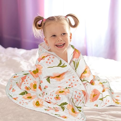 Zainpe ZE-MUSLIN HOODED TOWELS-ORANGE 4P 4Pcs Muslin Baby Hooded Towel & Washcloth Set Flowers Soft Absorbent Bath Towels Cotton Hand Towels Infant Shower Gifts thumb #3