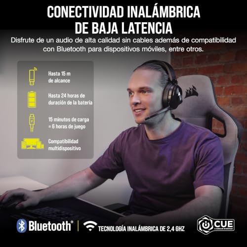 Corsair HS55 Wireless Multiplatform Lightweight Gaming Headset with Bluetooth - Dolby 7.1 Surround Sound - iCUE Compatible - PC, PS5, PS4, Nintendo Switch, Mobile - Black - image 2