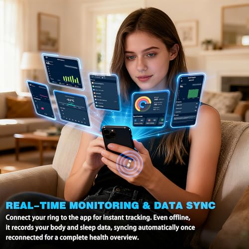 Smart Ring for Women Men, Health Fitness Tracker Ring, Sleep Monitoring with Charging Case, SpO2, Heart Rate, No Subscri - Additional View