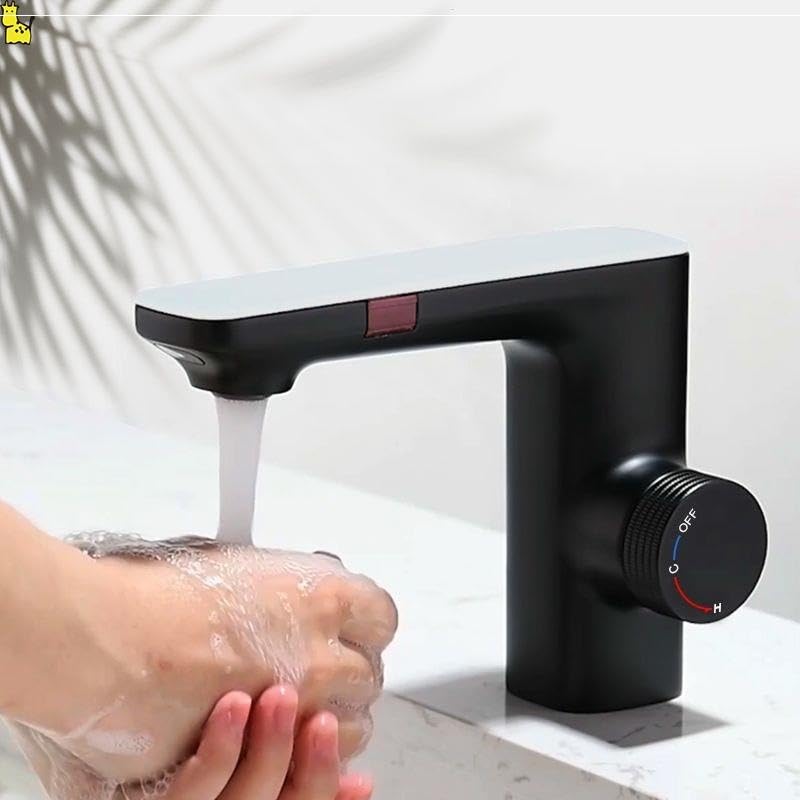 Robinet mitigeur de salle de bain sans contact avec capteur eau chaude et froide en laiton