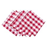 DII 100% Cotton Checkered Table Napkin Collection, Red, Napkin Set, 6 Piece