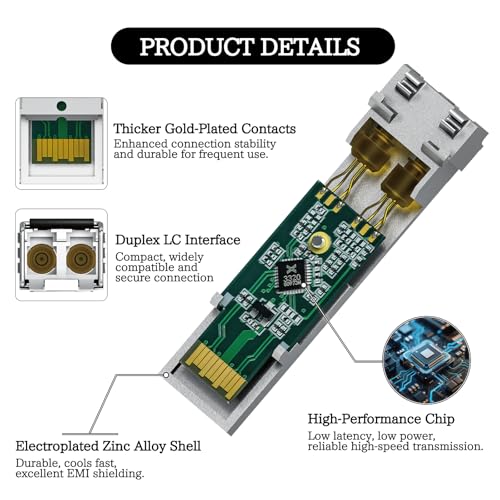 Image of 1000BASE-SX SFP to LC Transceiver - 1.25G SX SFP MMF 850nm Fiber Module up to 550m, Hot-Swappable SFP Compatible with MSA Standards Equipment from Cisco D-Link Netgear and More