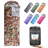 Sleeping Bags for Adults & Kids (Girls or Boys) - Use for Backpacking, Hiking and Camping - Suitable for Warm & Cold Weather - Lightweight, Portable, Waterproof (Army Green Camouflage/Left Zip) -  Oeariblen