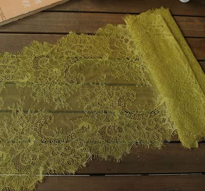 Koronka rzęsowa Vintage, Koronkowa taśma do rzęs wielokolorowa, opakowanie 3 jardów, szerokość 35 cm, do samodzielnego szycia(Mustard yellow)