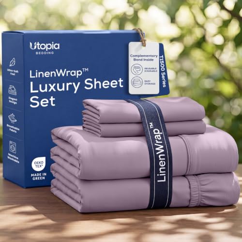 Image of Utopia Bedding Queen Sheet Set 4 Piece Soft Sheets - Lavender