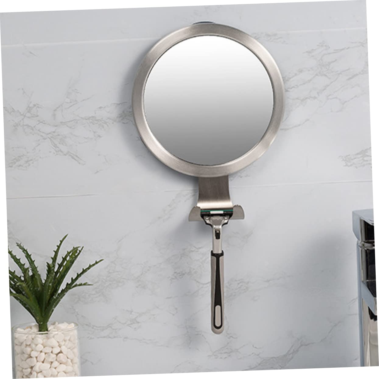 FRCOLOR Specchio Anti-fog Con Ventosa e Gancio Design Senza Foratura Per Bagno Specchio Per Rasatura e Personale Per Uso Familiare e Viaggi