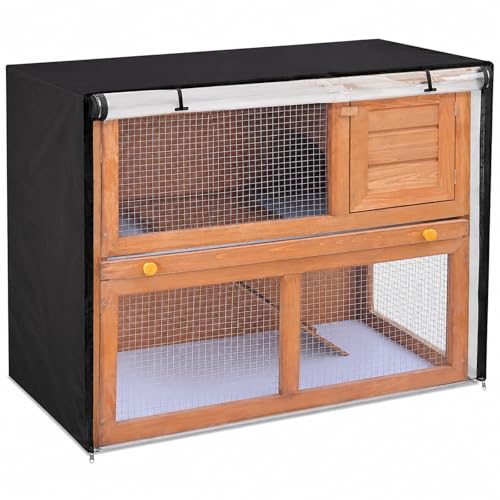 Housse de clapier double de 122,9 cm, coupe-vent, imperméable, thermique, pour cage à lapin, cochon d'Inde, enclos et clapiers d'extérieur pour petits animaux. Housse...