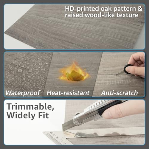 Image of Art3d 10-Pack Peel and Stick Vinyl Floor Tiles (10 Sq.Ft), Taupe Ash